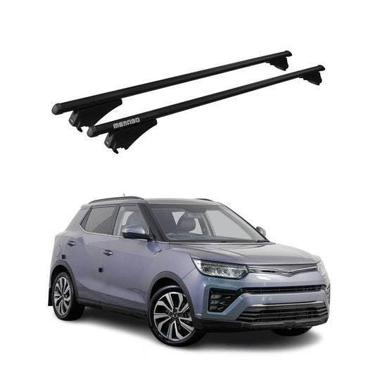 Menabo Grundträger Dachträger für Ssangyong Tivoli 2015-2019 ABE Alu Schwarz 2x