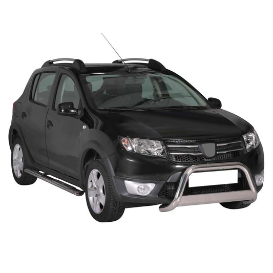 Bară de protecție/buton față pentru Sandero Stepway 2012-2016, ø63mm, oțel, argintiu