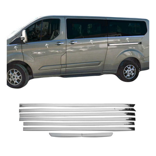 Benzi decorative pentru geamuri Ford Tourneo Custom V362 2013-2023, oțel, crom, 8 buc.