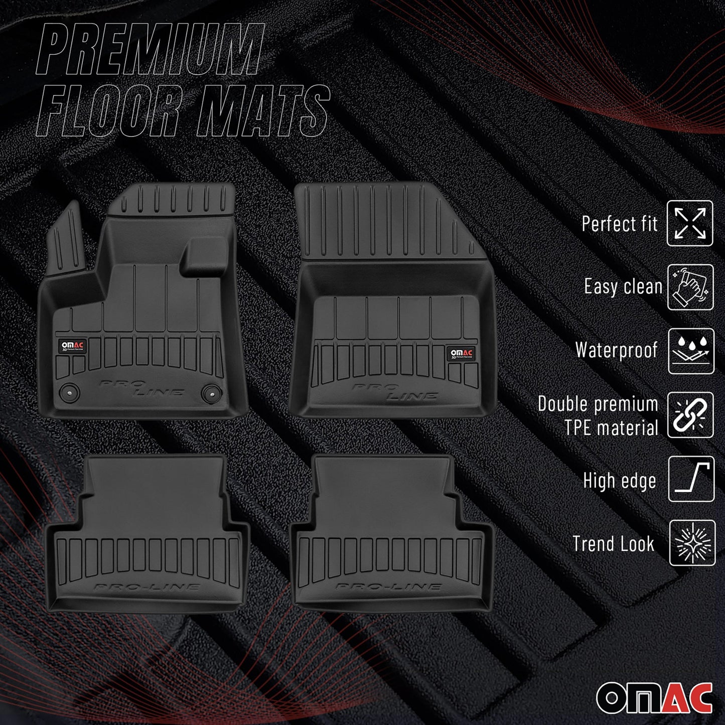 2017-2025 Opel Grandland X Fußmatten TPE Schwarz 4 tlg