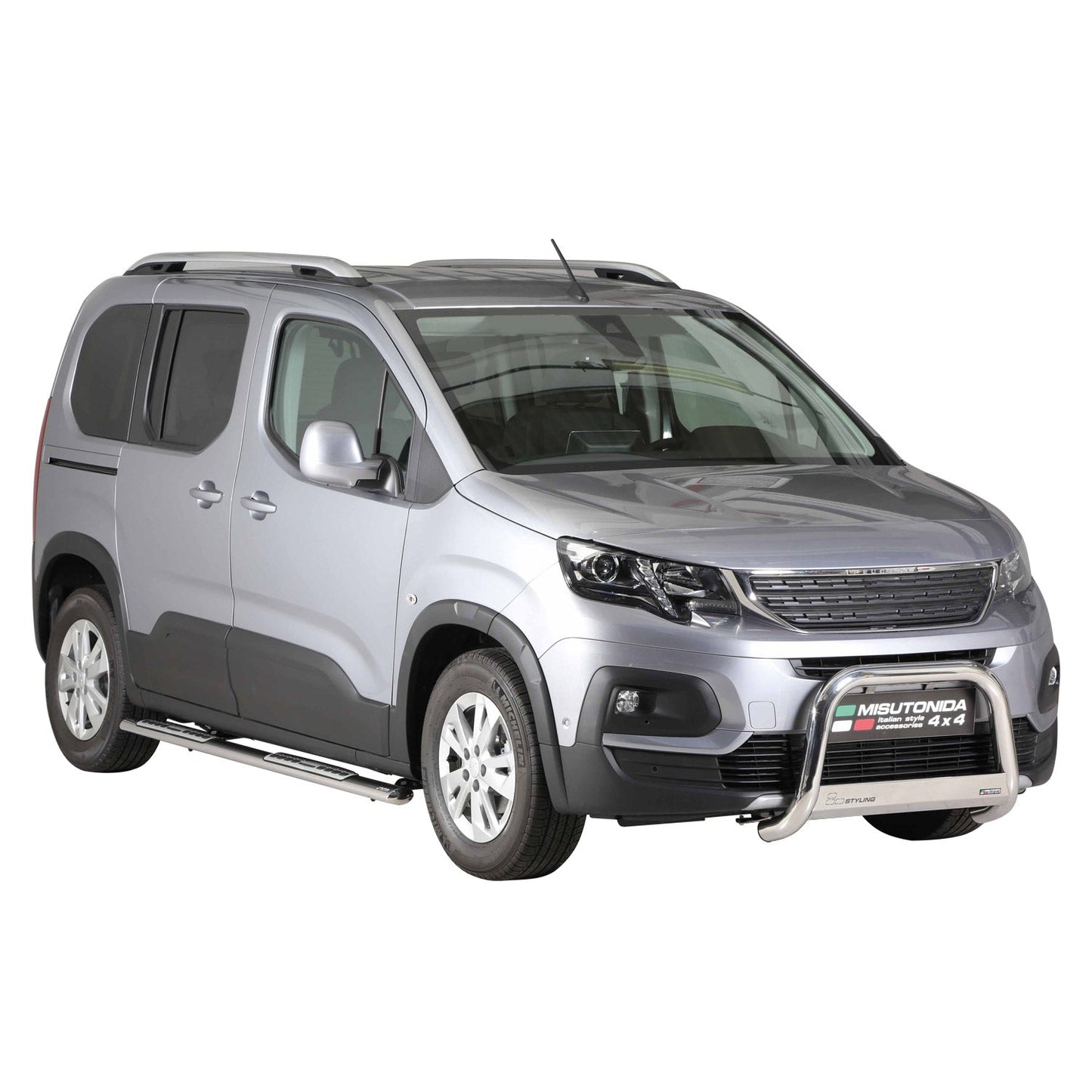 Bară de protecție/buton față pentru Peugeot Rifter 2018-2021 ø63mm oțel argintiu