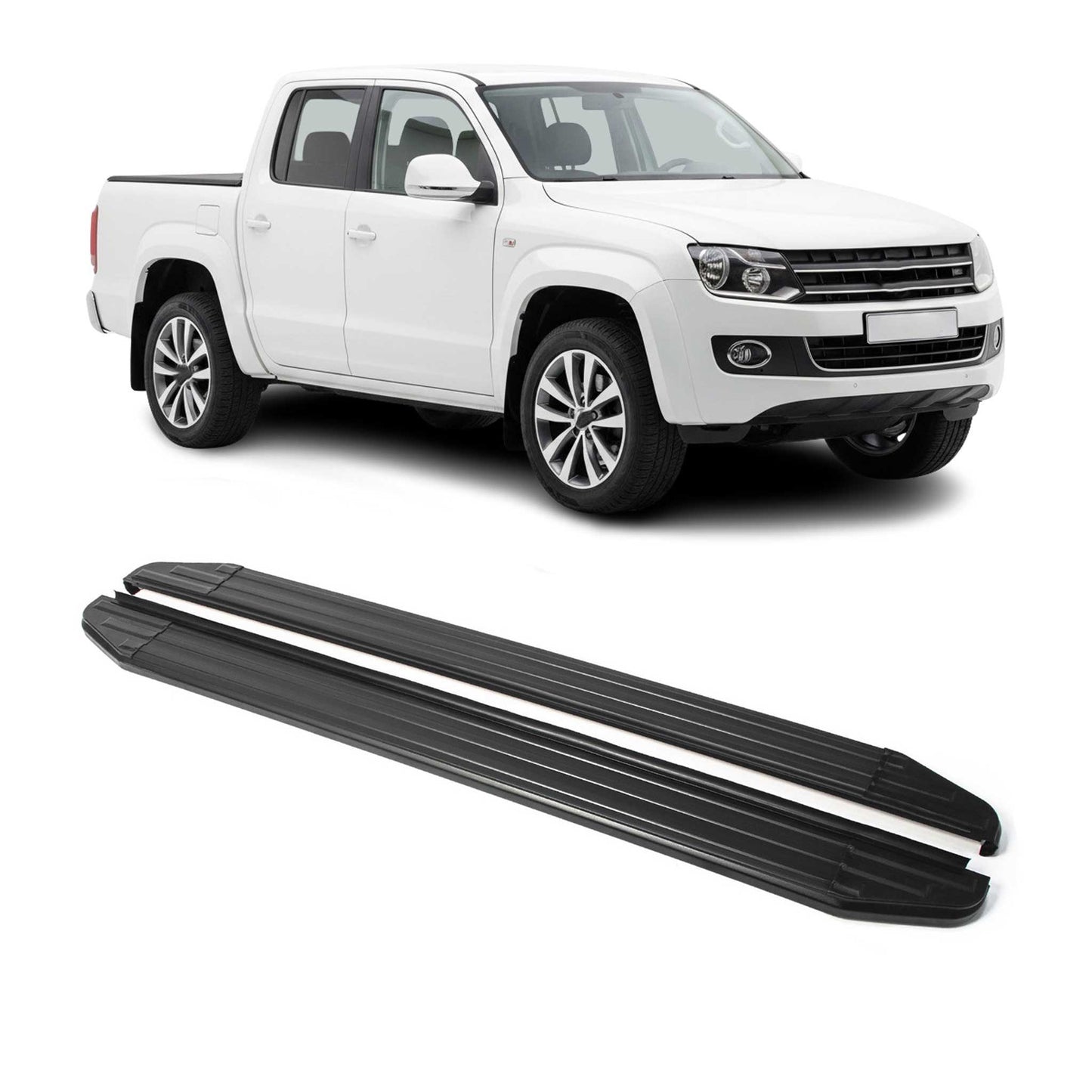 Trittbretter Seitenschweller für VW Amarok 2016-2021 Alu Schwarz ABE