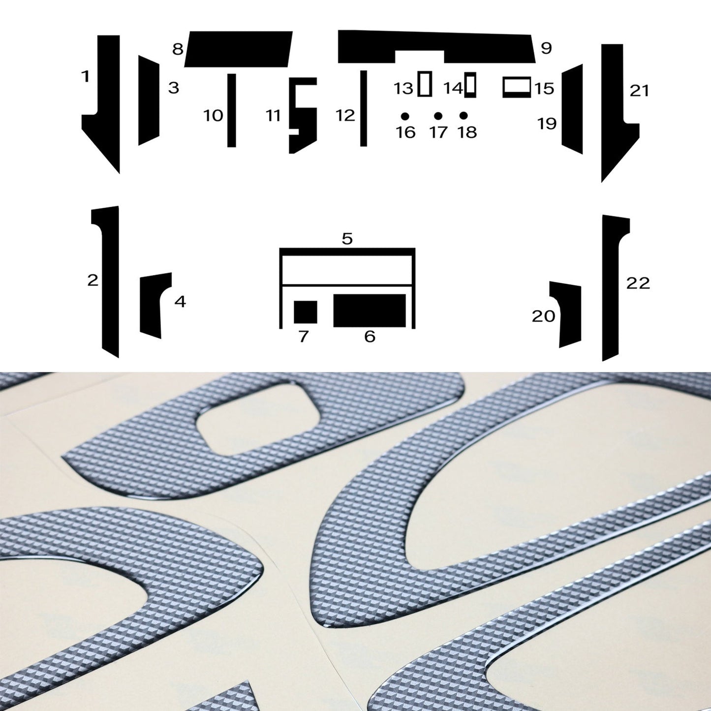 Innenraum Dekor Cockpit für BMW 5er E34 1987-1995 Carbon Optik 22tlg
