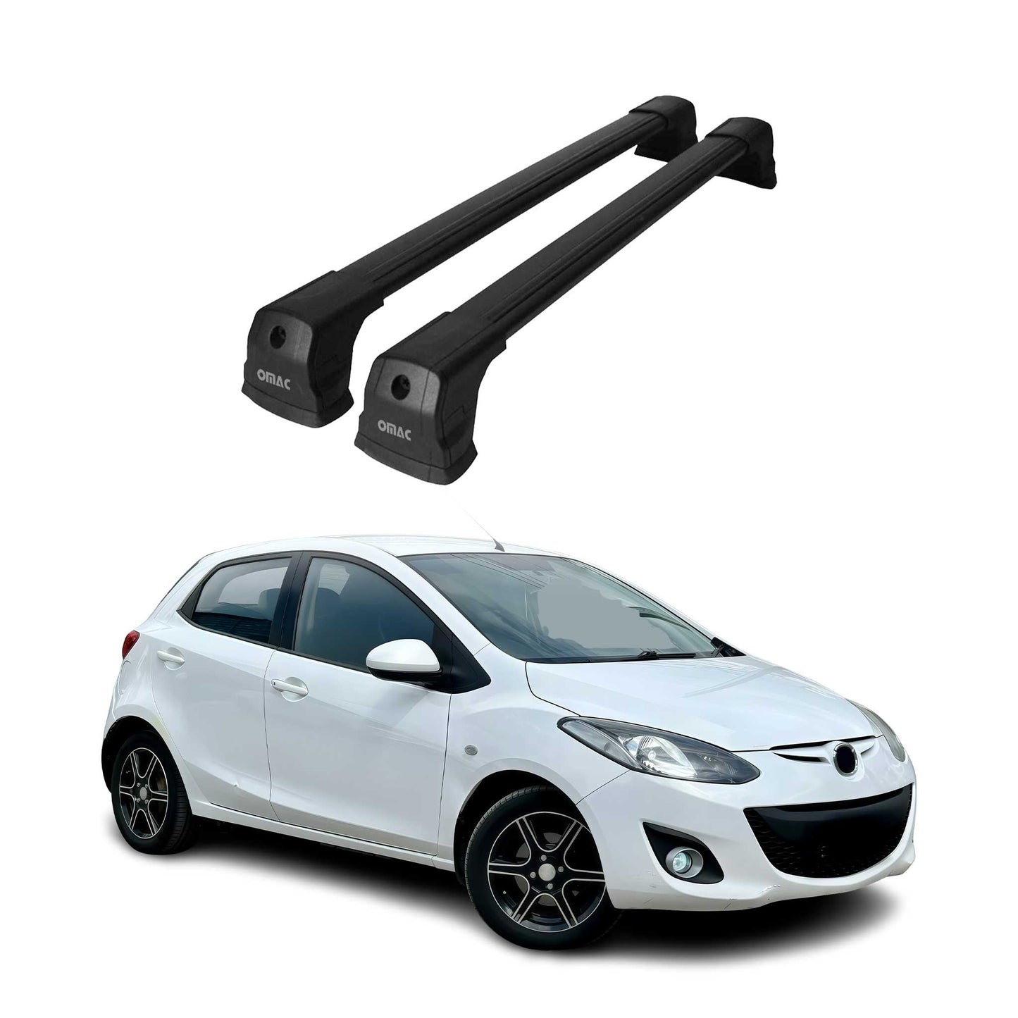 Dachträger Grundtäger für Mazda 2 2007-2014 75kg Aluminium Schwarz 2 tlg