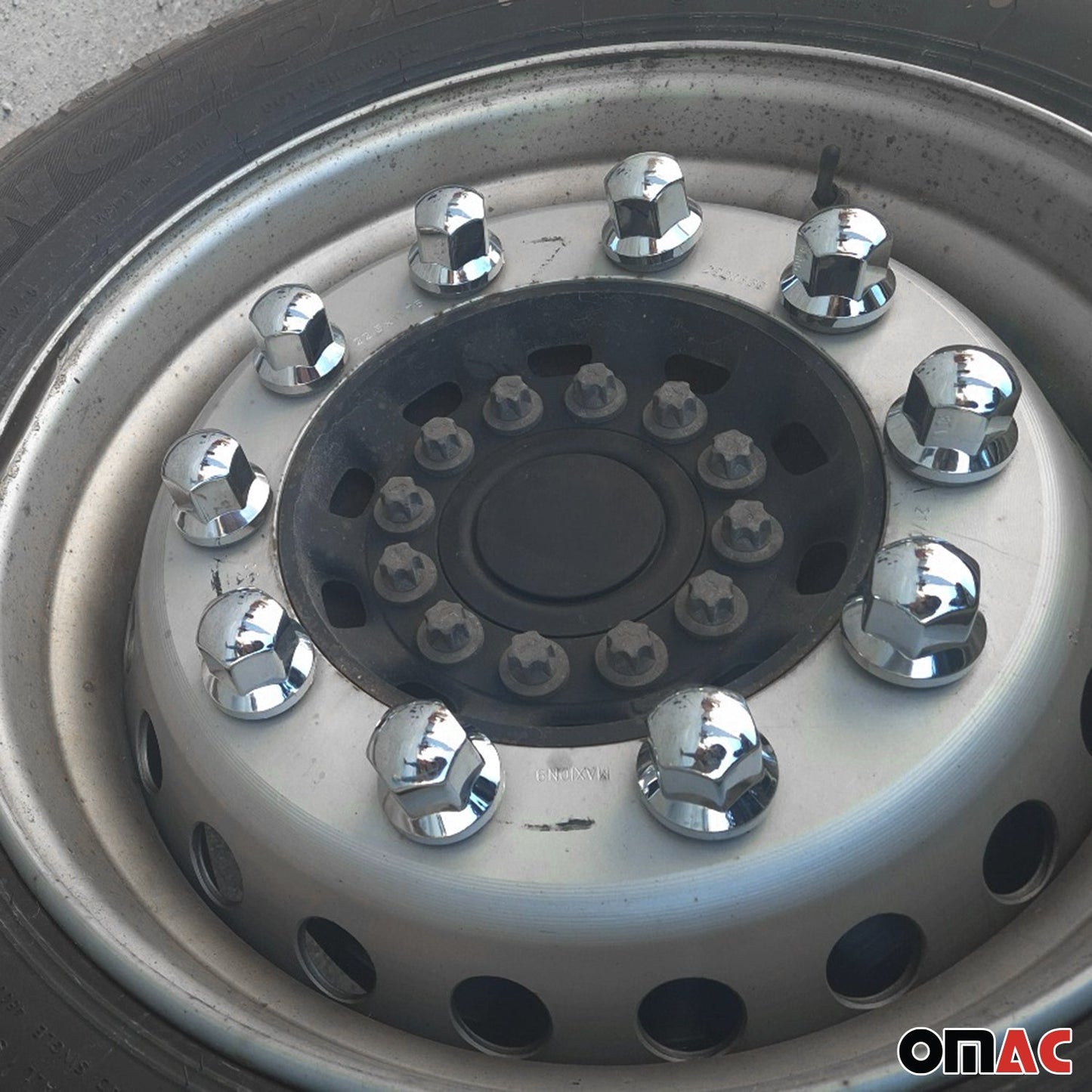 40x Glänzend Chrom Radmutterkappen Schutz Ø33mm für hohe Schrauben / LKW