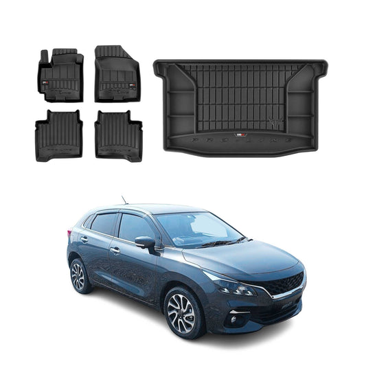 OMAC Fußmatten & Kofferraumwanne Set für Suzuki Baleno 2015-2025 Gummi 5x
