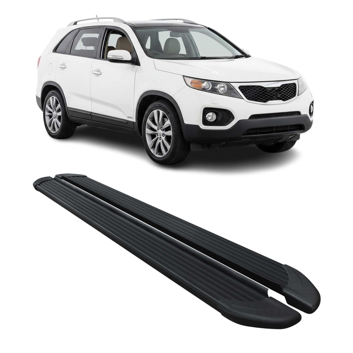 Seitenschweller Trittbretter Schweller für Kia Sorento 2 XM 2009-13 Alu Schwarz