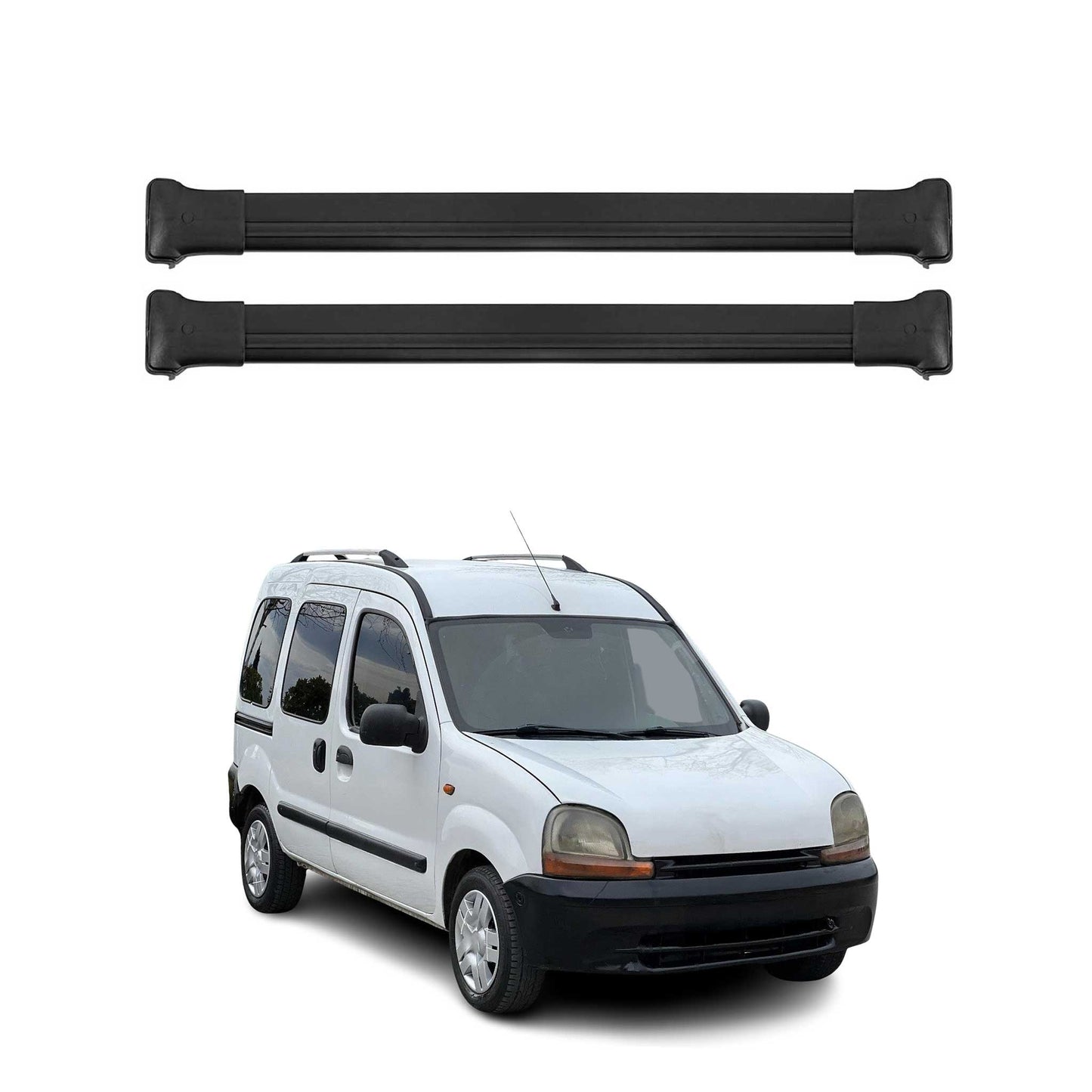 Portbagaj de plafon pentru Renault Kangoo mk1 2003-2007 FL 75kg Alu Negru 2 buc