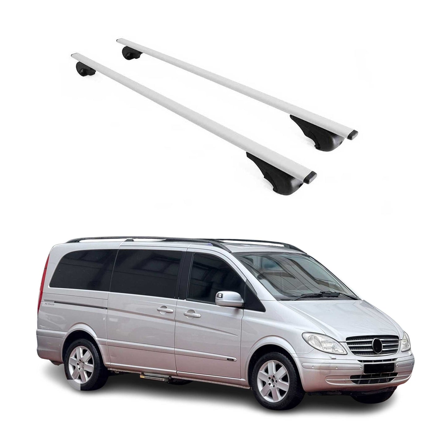 Portbagaj de plafon pentru Mercedes Viano W639 2003-2014 75kg metal argintiu 2 buc