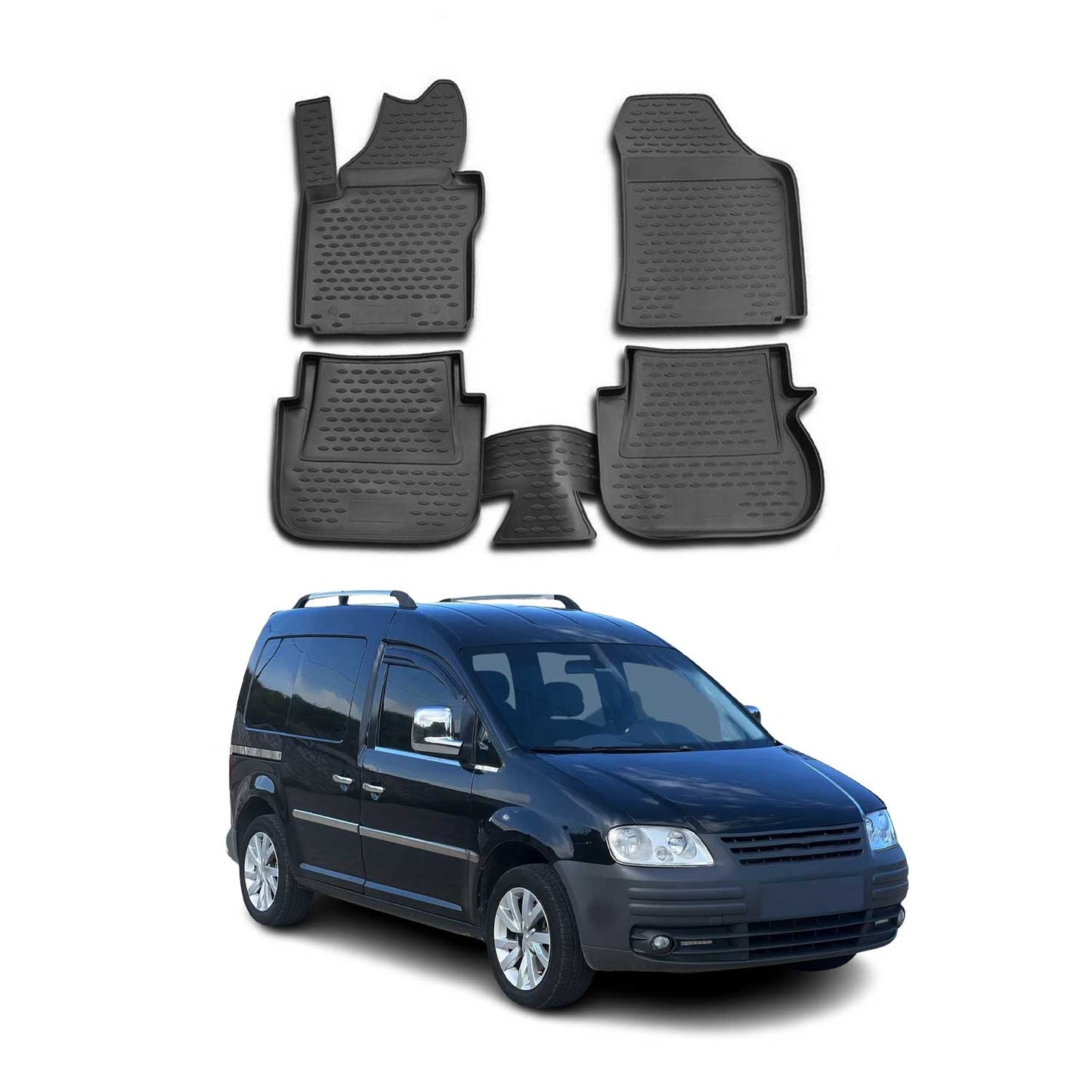 OMAC Gummimatten Fußmatten für VW Caddy III 2003-2020 TPE Automatten Schwarz 4x