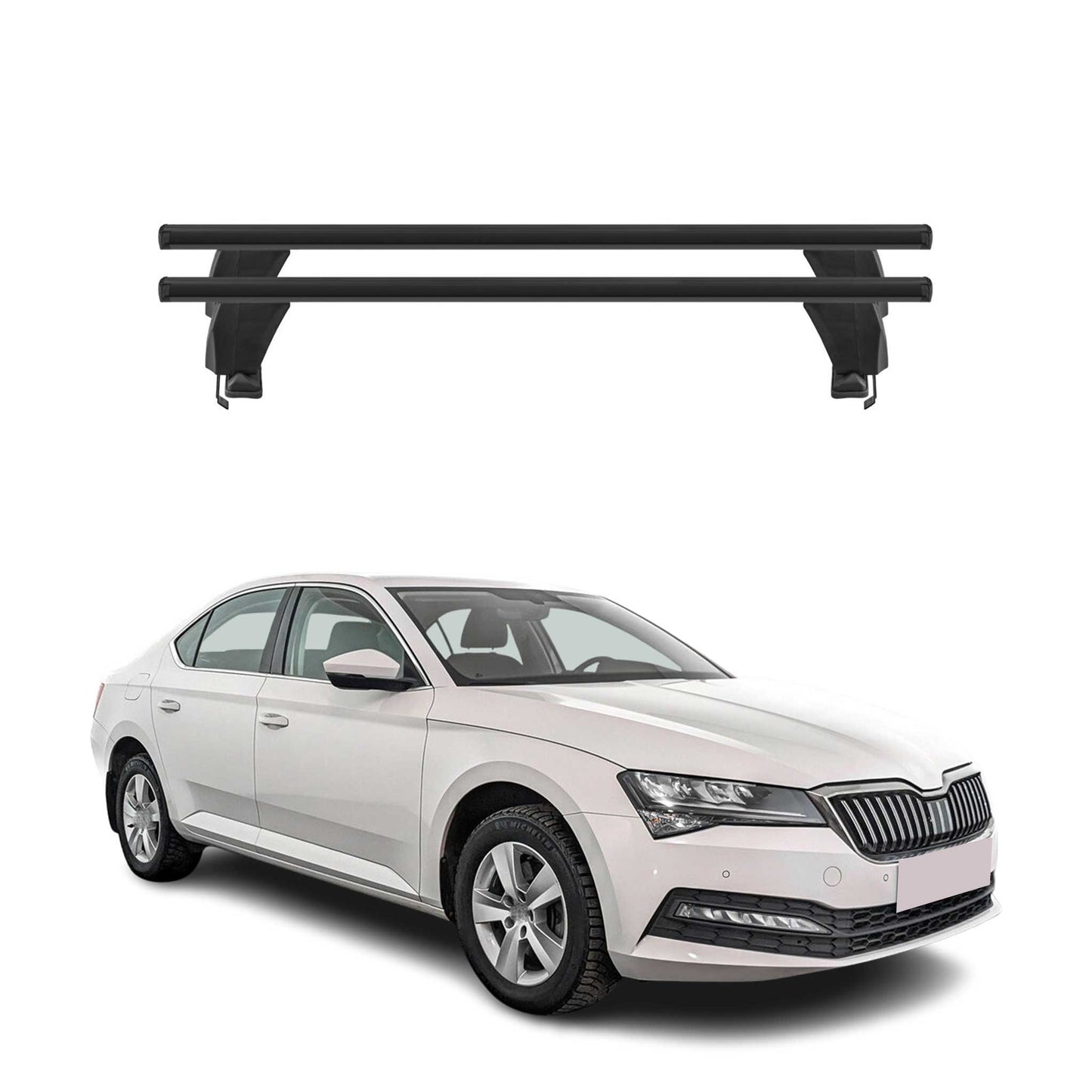 Menabo Dachträger für Skoda Superb mk3 2015-2019 Pre-FL 50kg Alu Schwarz 2x