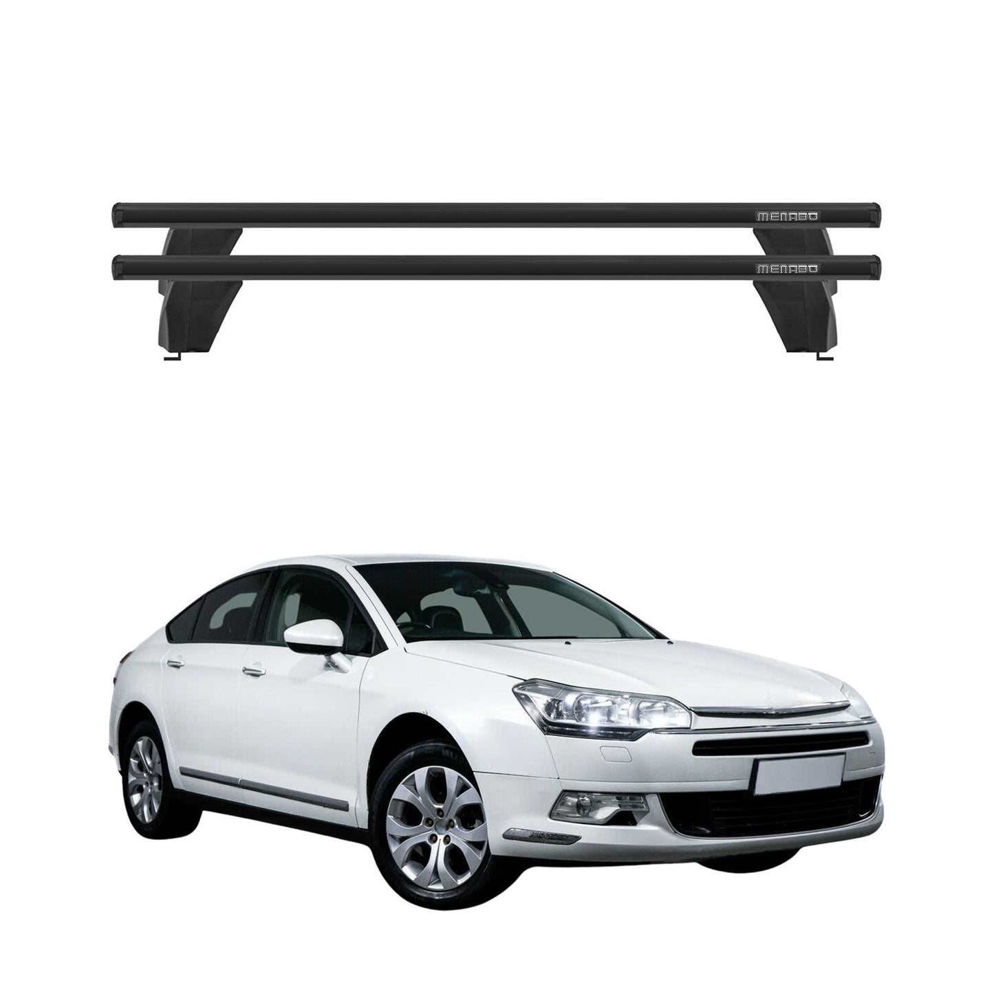 Menabo Dachträger Grundtäger für Citroen C5 2007-2017 75kg Alu Schwarz 2 tlg