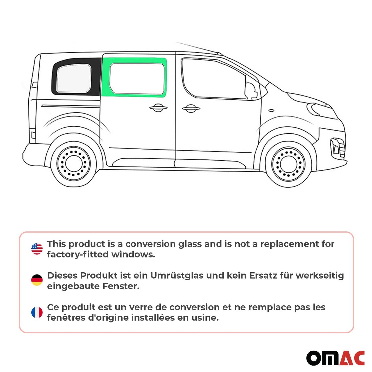 Seitenfenster Auto Fenster für Toyota Proace 2017-2024 Sicherheitsglas Rechts L1