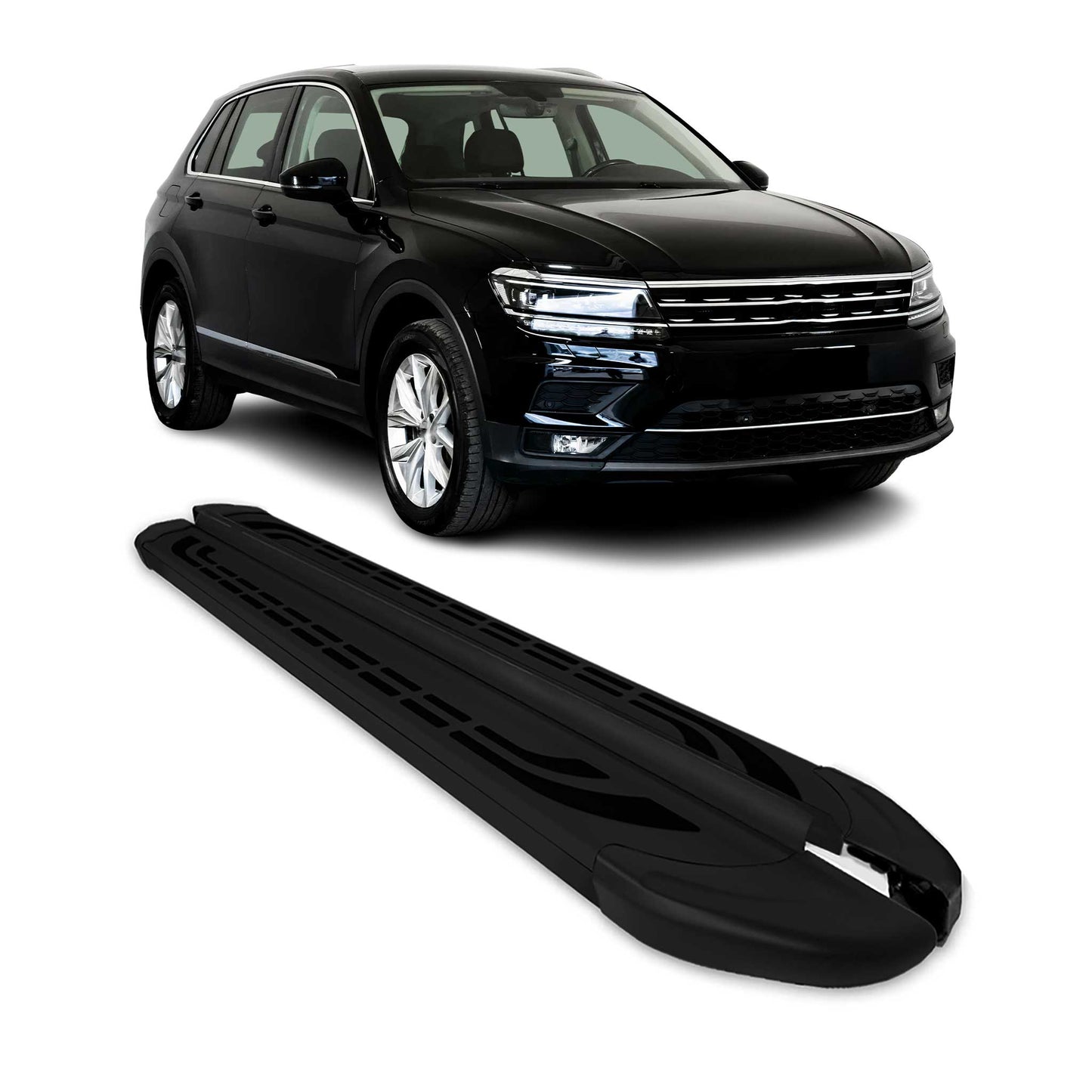 Trittbretter Seitenschweller für VW Tiguan Allspace 2016-2023 Schwarz Aluminium