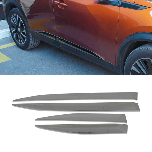 Seitentürleiste Türschutzleiste für Peugeot 2008 2019-2025 Chrom Stahl Dunkel 4x