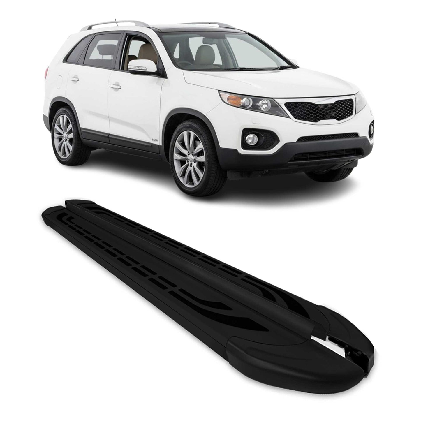 Listwy progowe, progi boczne do Kia Sorento 2 XM 2010-2013, aluminiowe, czarne