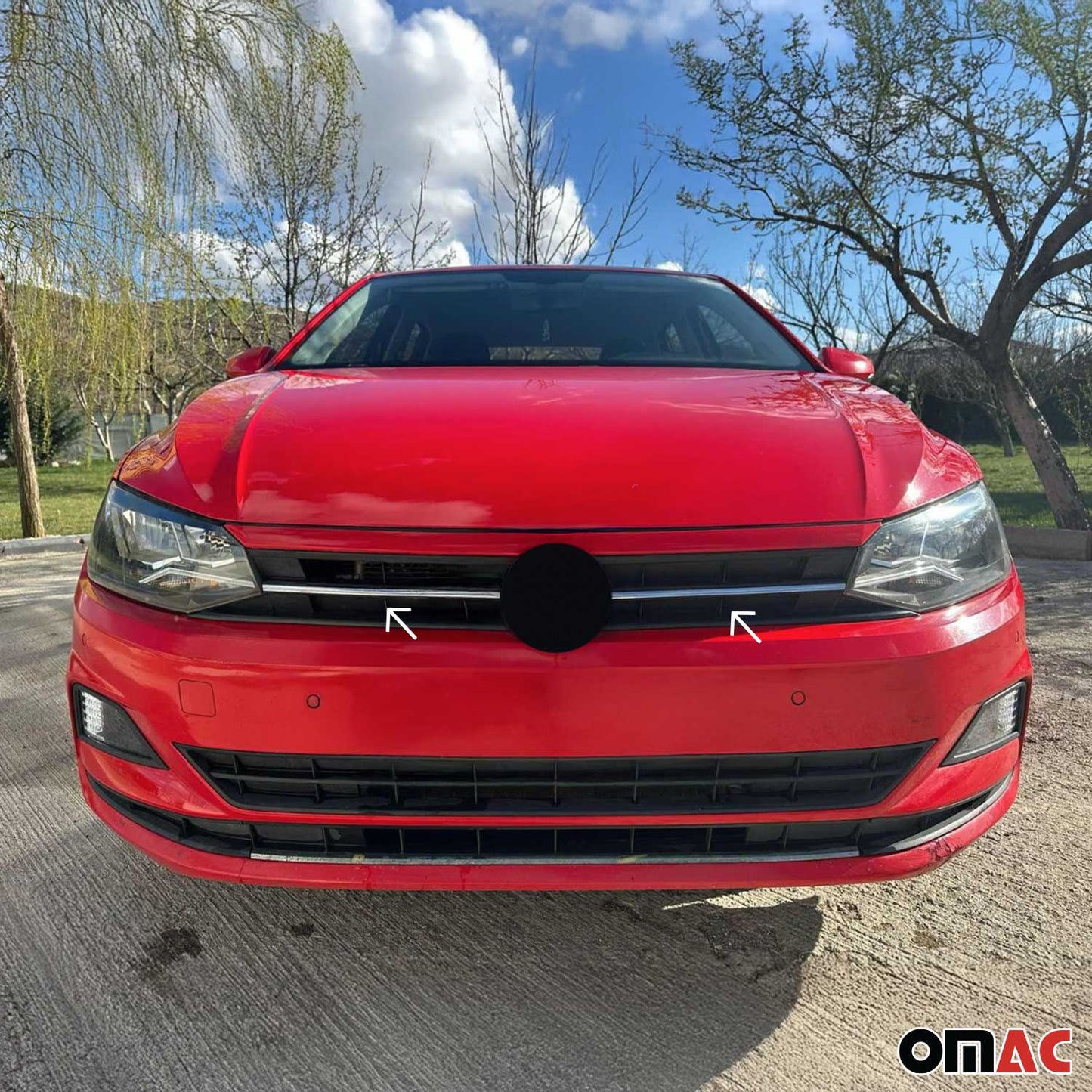 Benzi decorative grilă radiator pentru VW Polo 2017-2021, oțel inoxidabil, argintiu, 2 bucăți