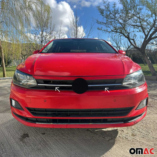 Benzi decorative grilă radiator pentru VW Polo 2017-2021, oțel inoxidabil, argintiu, 2 bucăți