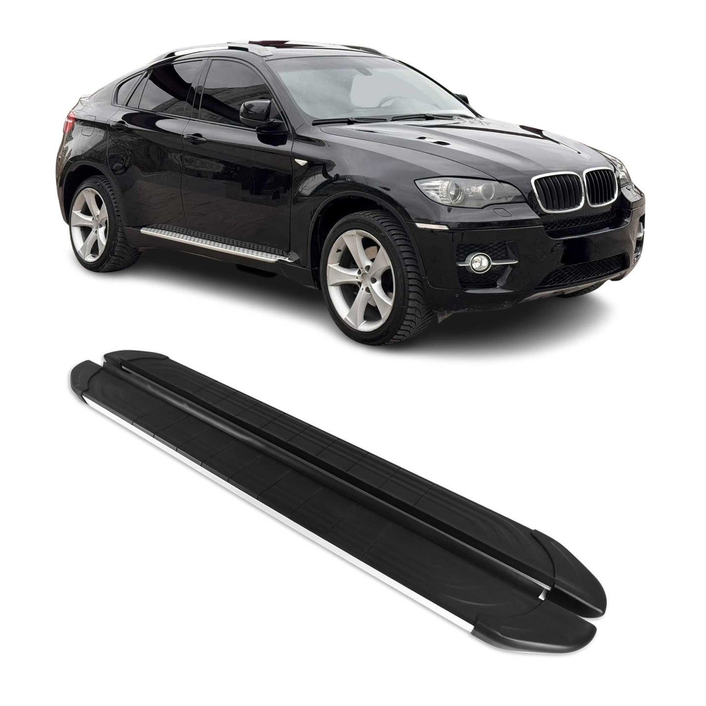 Seitenschweller Trittbretter für BMW X6 2008-2014 Silber Aluminium 2 tlg