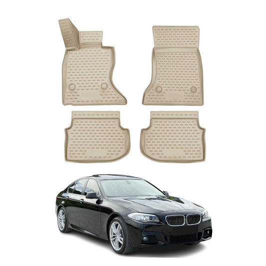 Covorașe auto TPE bej pentru BMW Seria 5 Sedan Touring F10 F11 2010-2013, 4 buc.