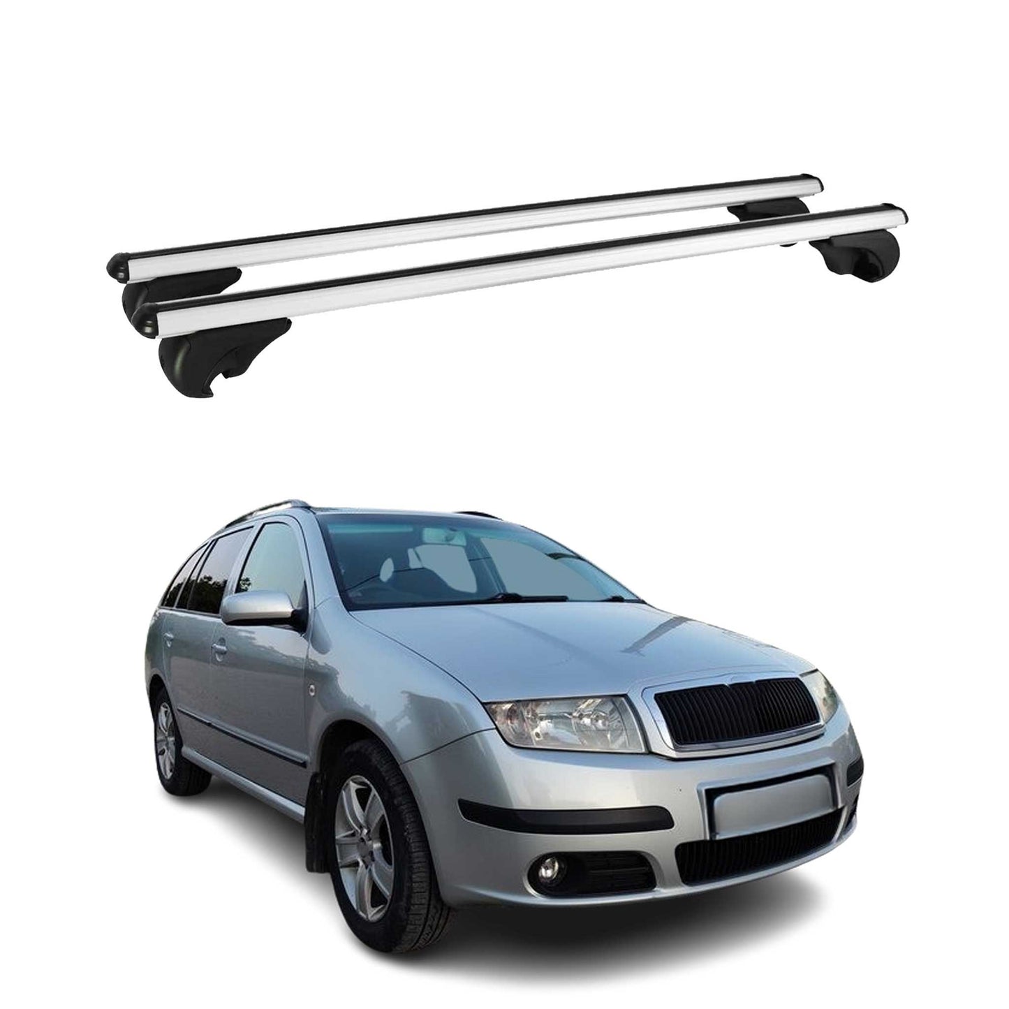 Portbagaj de plafon pentru Skoda Fabia mk1 Combi 1999-2007 75kg Alu Silver 2 buc