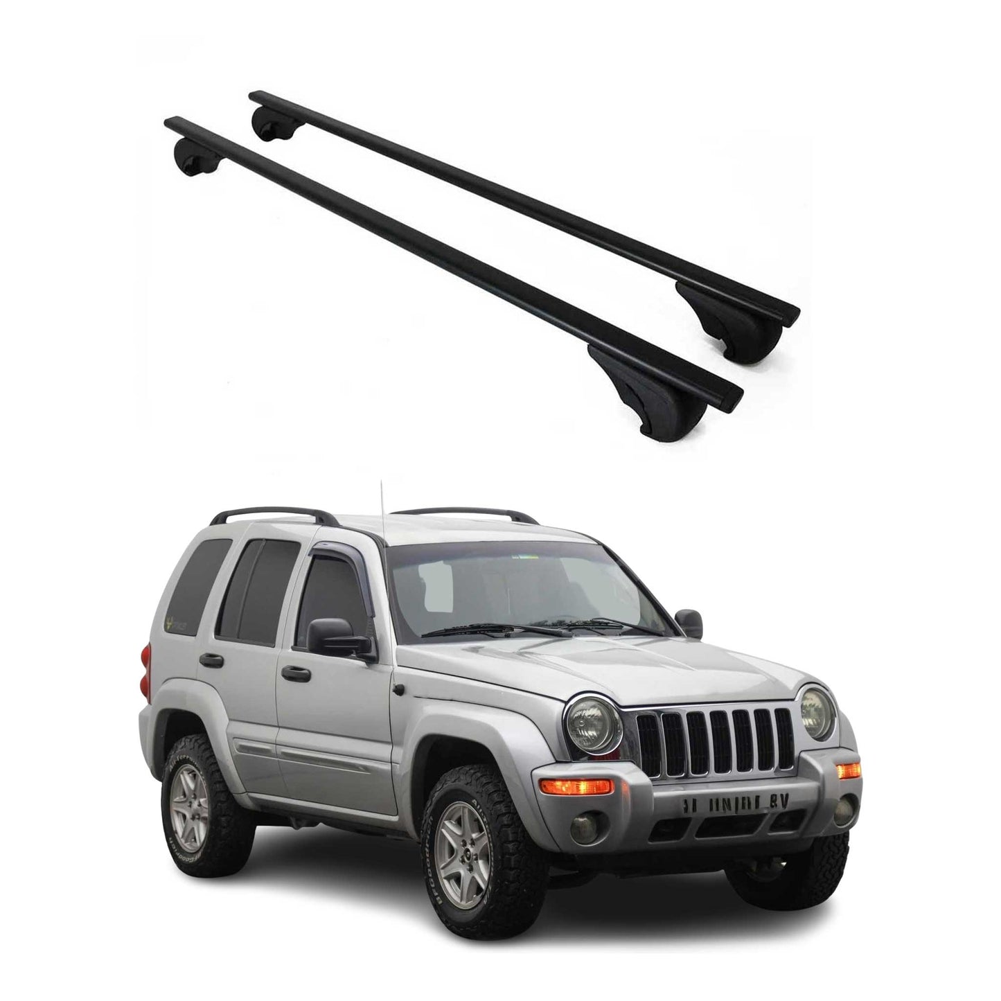 Dachträger Grundtäger für Jeep Cherokee KJ 2002-2007 75kg Metall Schwarz 2 tlg