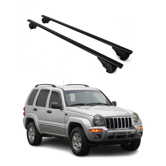 Dachträger Grundtäger für Jeep Cherokee KJ 2002-2007 75kg Metall Schwarz 2 tlg