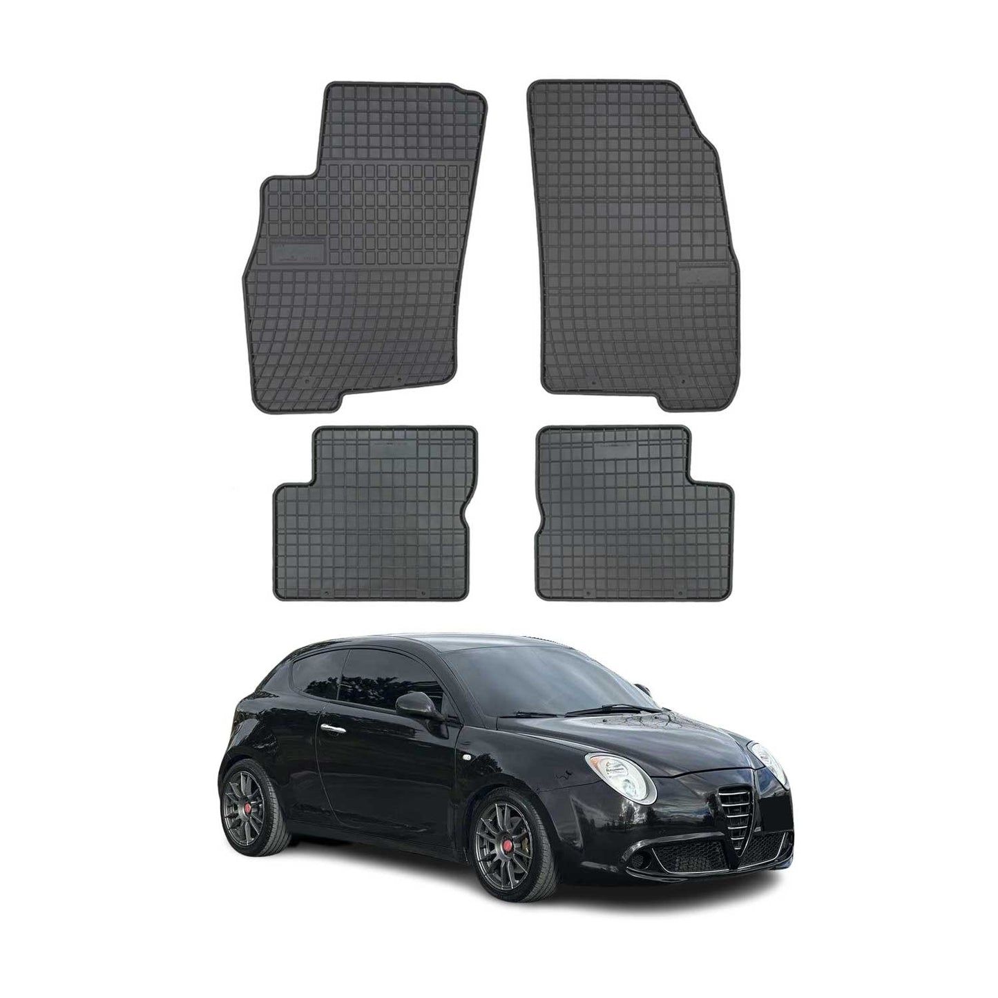 Covorașe auto din cauciuc Alfa Romeo Mito 2008-2018, set 4 piese, negru