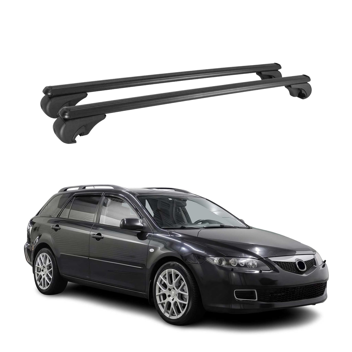 Dachträger für Mazda 6 Sport Kombi 2002-2007 Gepäckträger Aluminium Schwarz 2x