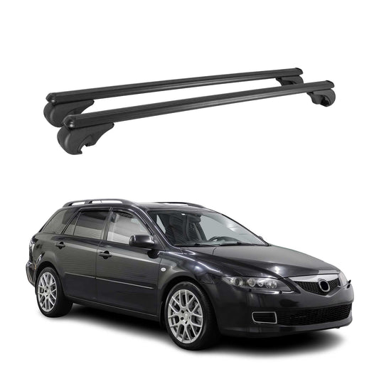 Dachträger für Mazda 6 Sport Kombi 2002-2007 Gepäckträger Aluminium Schwarz 2x