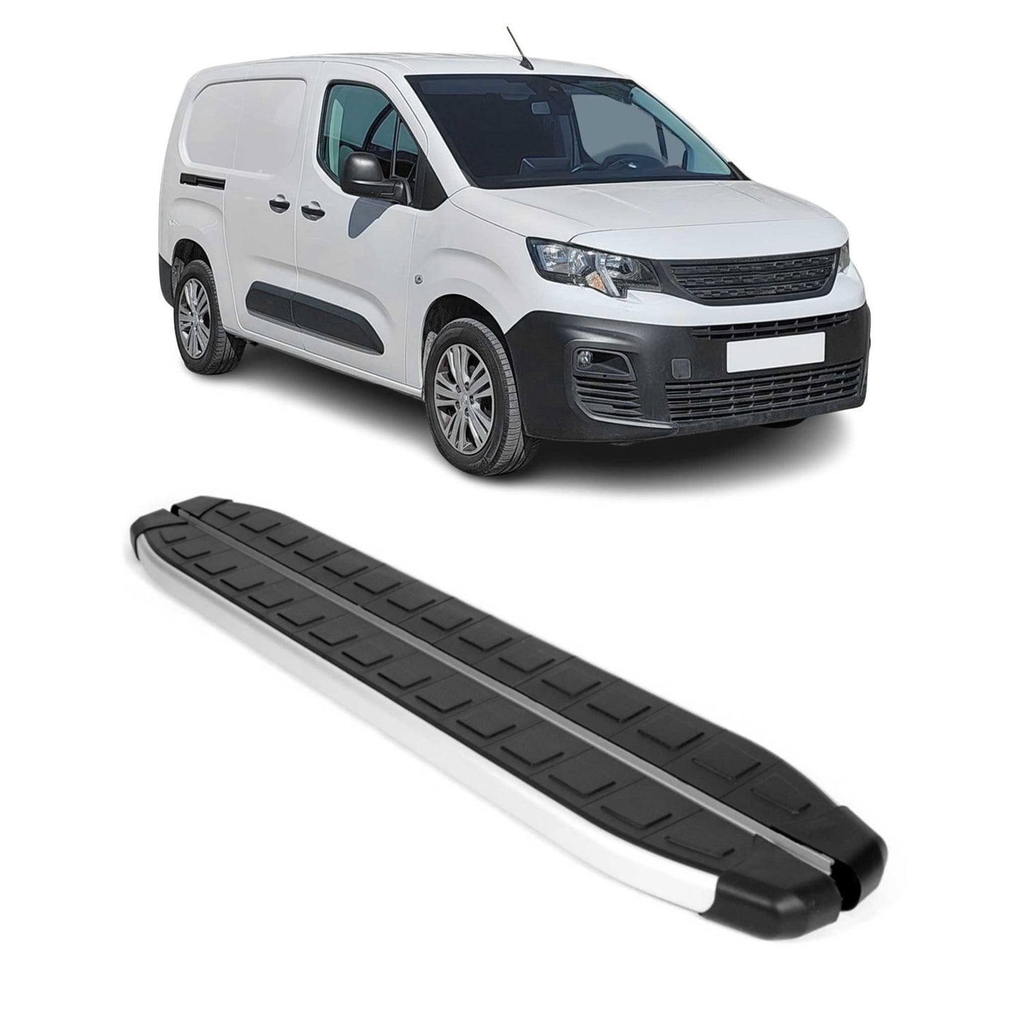 Trittbretter Schweller Seitenschweller für Peugeot Partner 2019-25 Van L2 Alu 2x