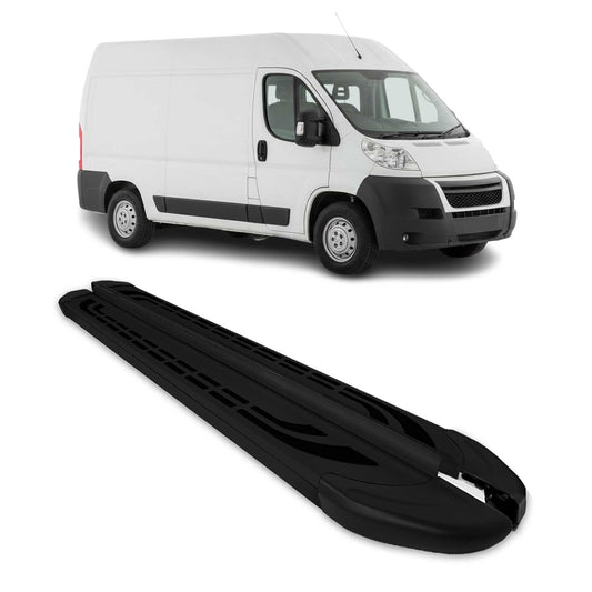 Trittbretter Schweller Seitenbretter für Citroen Jumpy 2006-2016 L2 Alu Schwarz