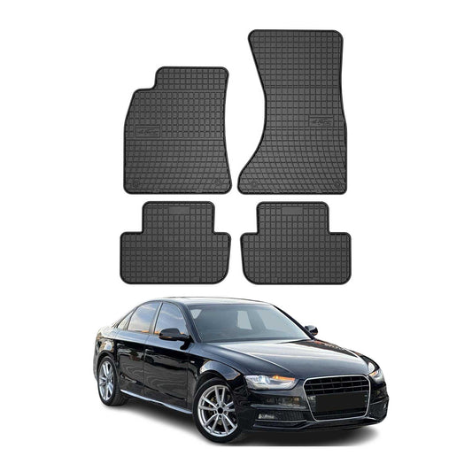 Covorașe auto din cauciuc negru pentru Audi A4 Sedan Avant Allroad B8 2007-2016, 4 buc.