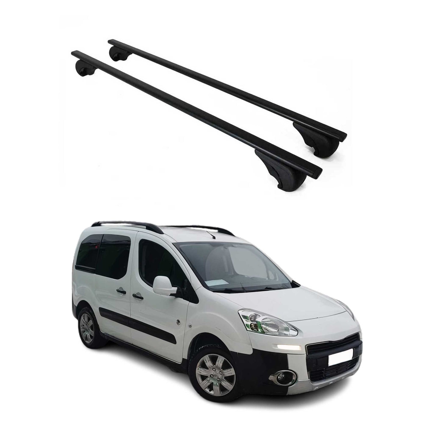 Portbagaj de plafon pentru Peugeot Partner Tepee 2008-2018 75kg, negru metalic, 2x