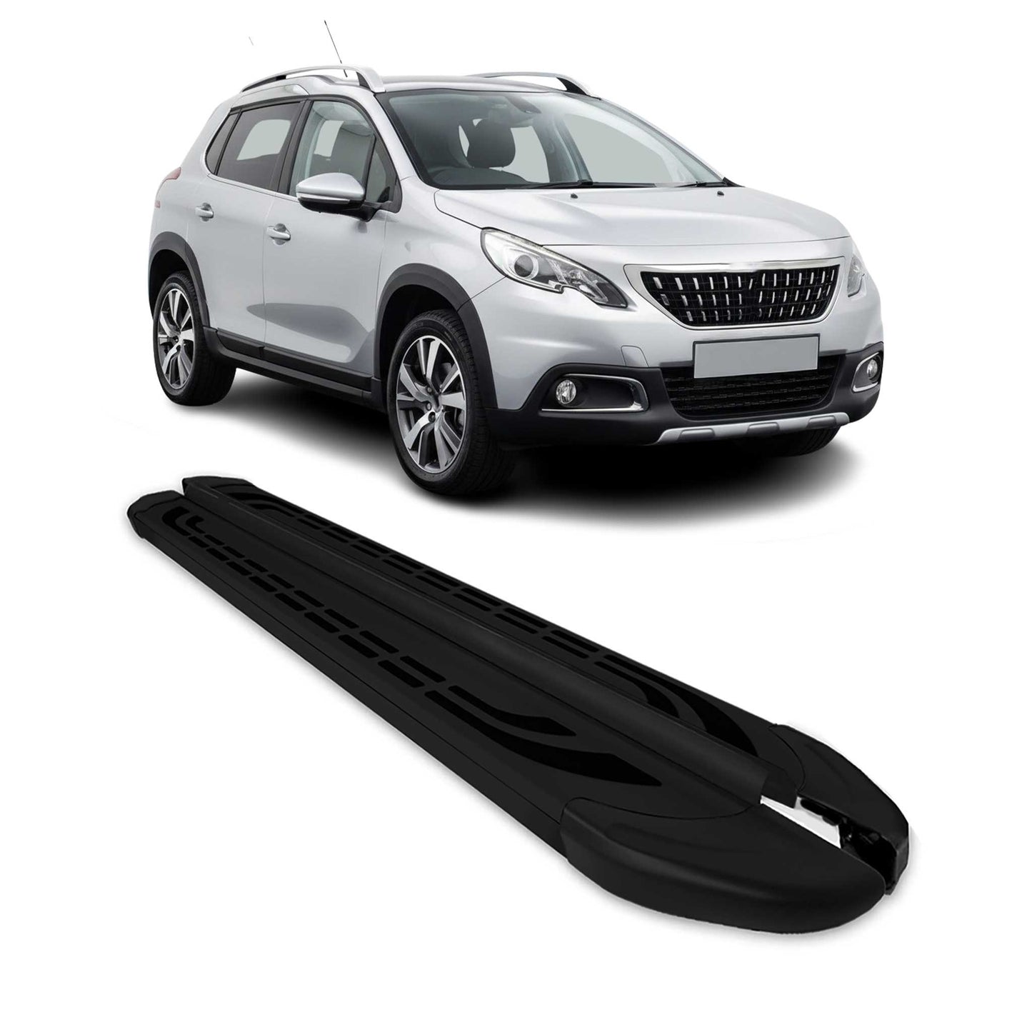 Trittbretter Seitenschweller Seitenbretter für Peugeot 2008 2013-19 Alu Schwarz
