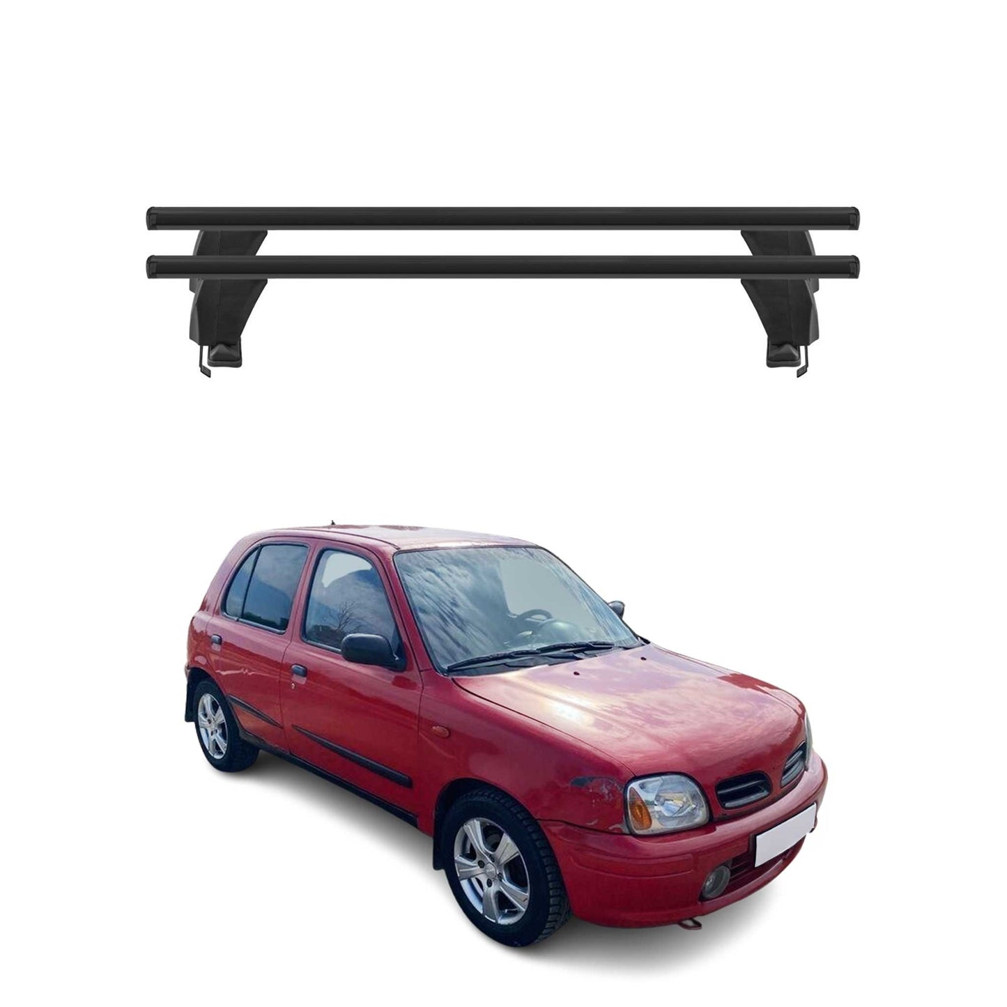 Menabo Dachträger Grundtäger für Nissan Micra 1992-2003 5tür 50kg Alu Schwarz 2x
