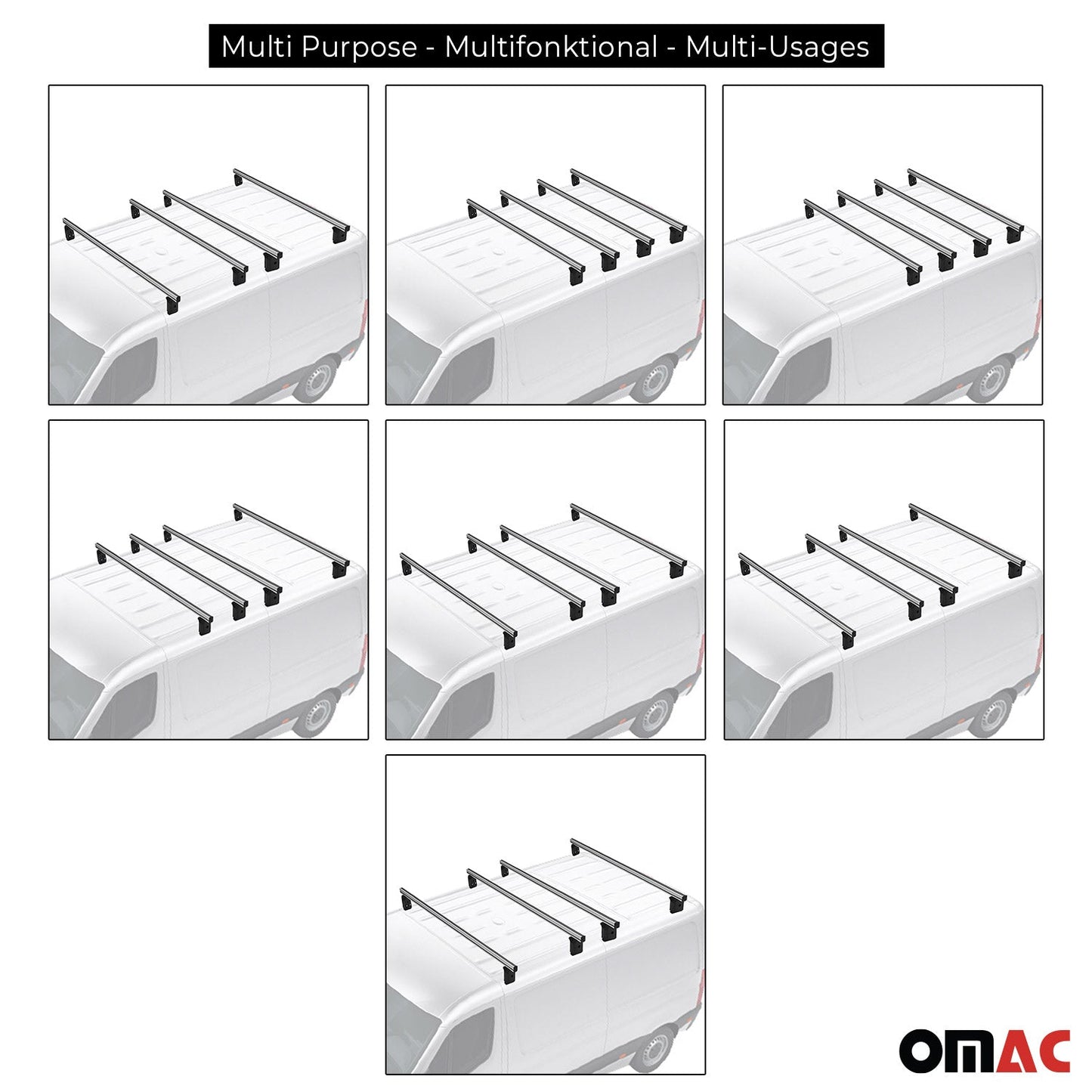 Menabo Dachträger Querträger für Citroen Jumper 2006-2014 Aluminium Grau 4x