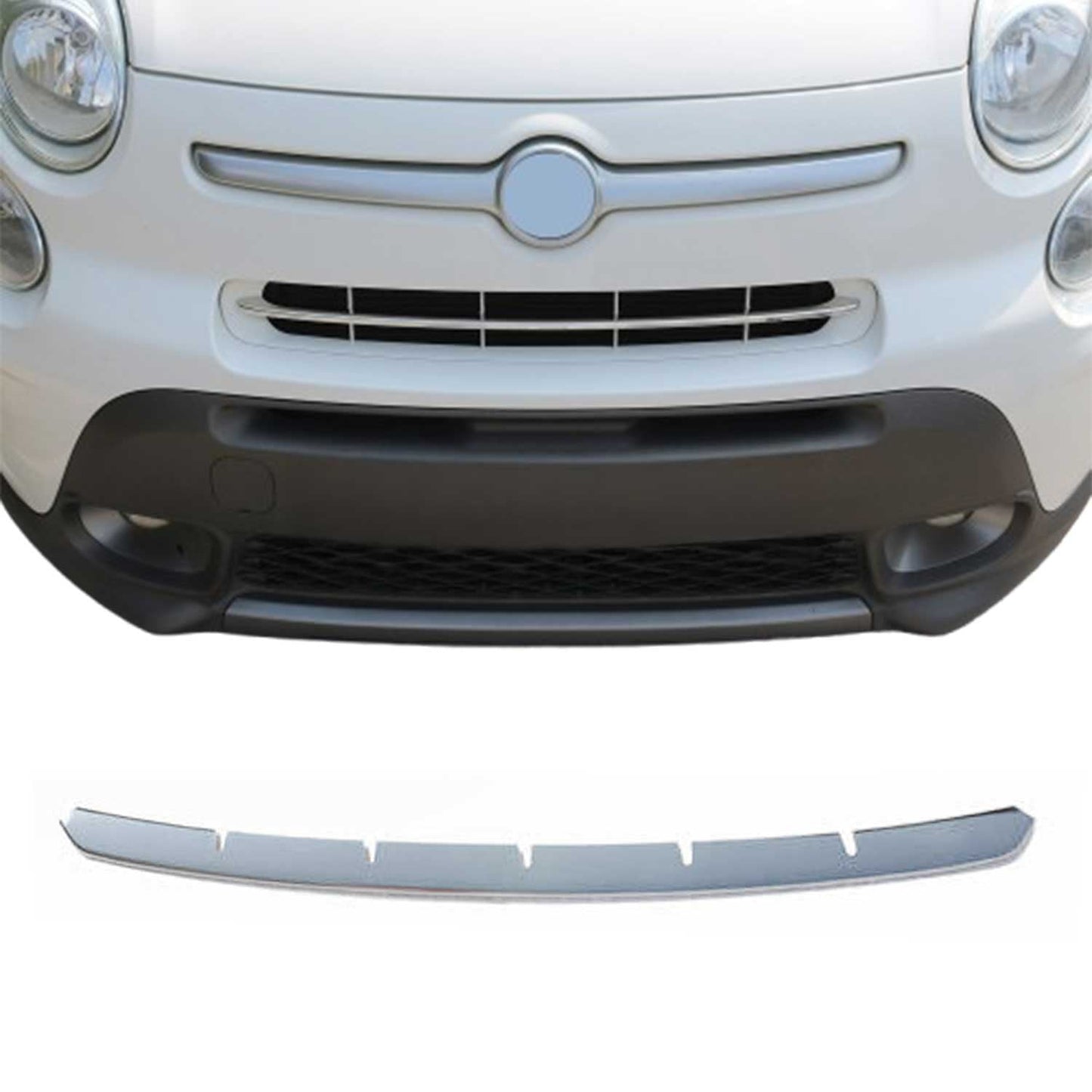 Benzi decorative grilă auto pentru Fiat 500X 2015-2019, oțel inoxidabil, argintiu, 1 bucată