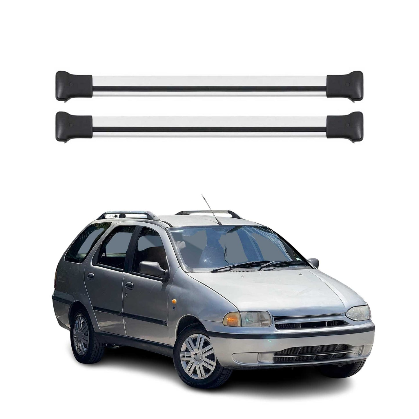 Portbagaj de plafon pentru Fiat Palio Weekend 1996-2011 75kg aluminiu argintiu 2 buc