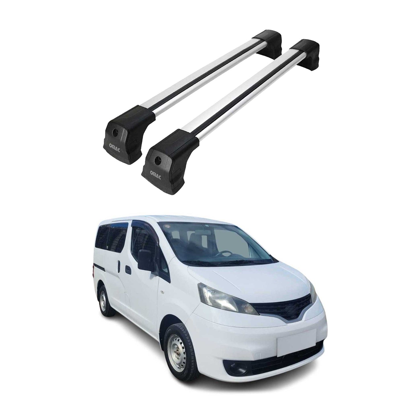 Portbagaj de plafon pentru Nissan NV200 2009-2021 75kg aluminiu argintiu 2 buc