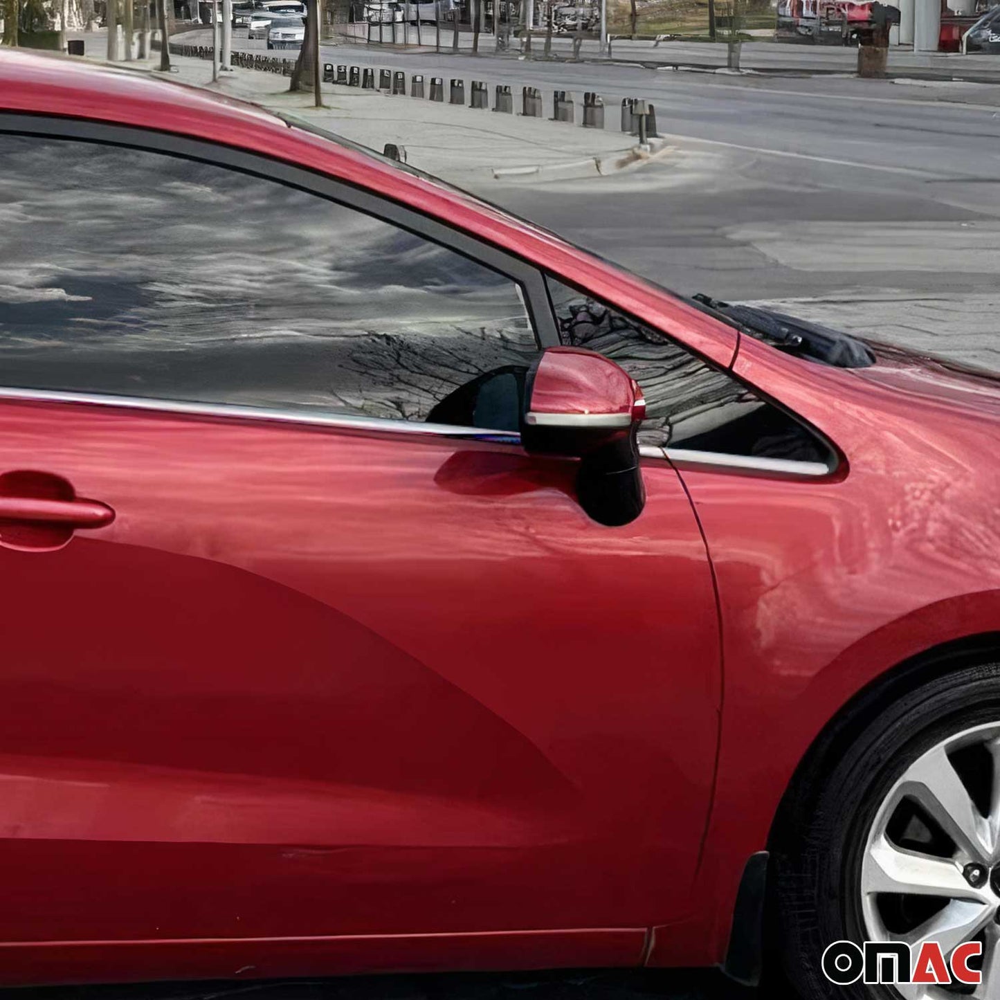 Benzi decorative pentru geamuri Kia Rio hatchback și sedan, oțel inoxidabil cromat, set 6 piese