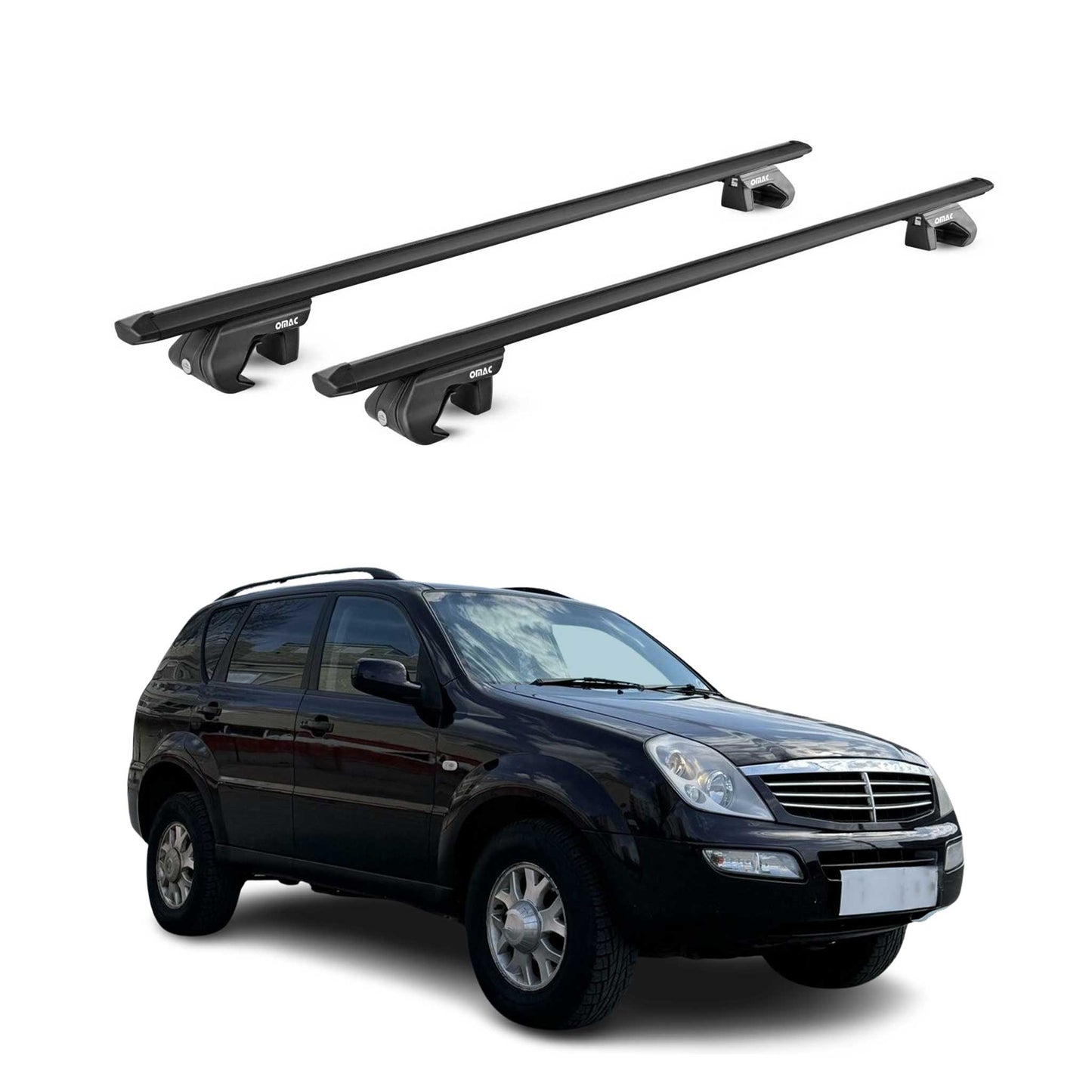 Portbagaj de plafon pentru Ssangyong Rexton I 2001-2006 5 uși 90 kg aluminiu ABE negru