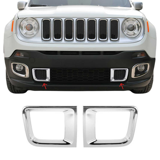 Benzi decorative grilă auto pentru Jeep Renegade 2014-2019, cromate, ABS argintii, 2x