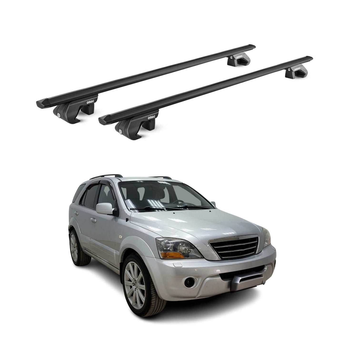 Dachträger Grundtäger für Kia Sorento 2002-2009 90kg Aluminium Schwarz 2 tlg ABE