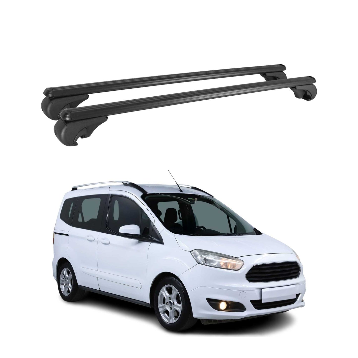 Dachträger für Ford Tourneo Courier 2014-2023 Gepäckträger Aluminium Schwarz 2x