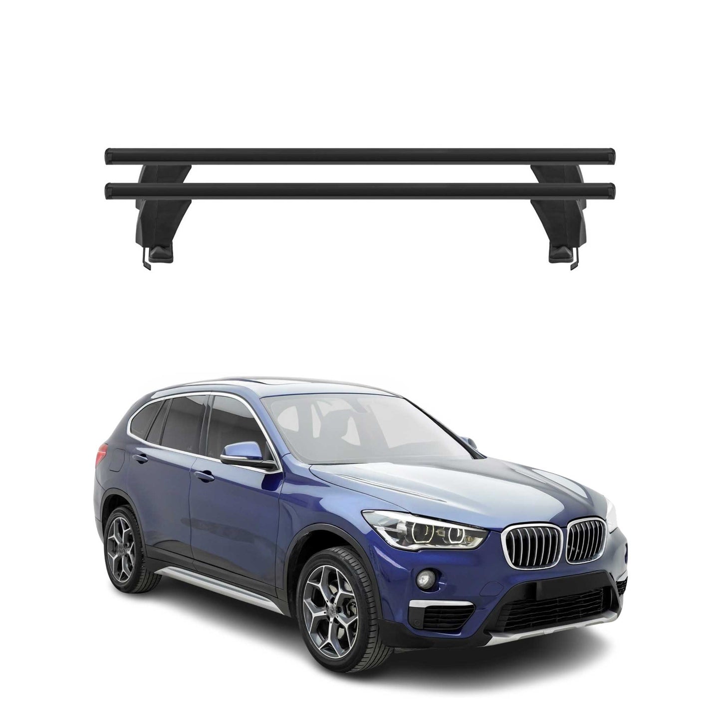 Menabo Dachträger Grundtäger für BMW X1 F48 2015-2022 50kg Alu Schwarz 2 tlg