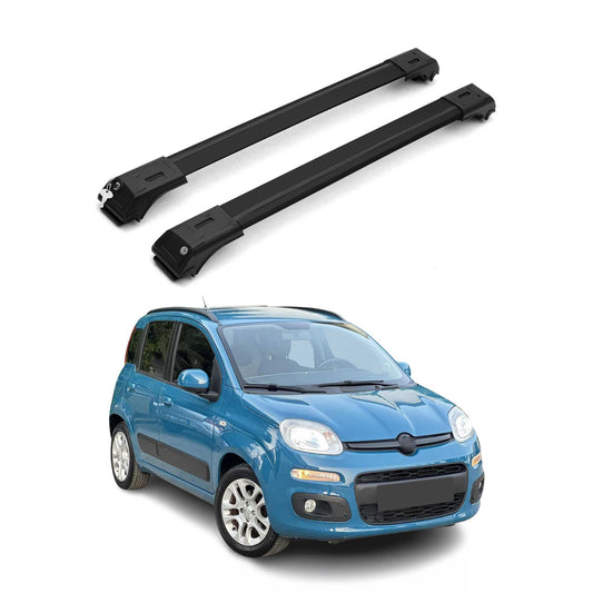 Portbagaj de plafon pentru Fiat Panda 2012-2025, aluminiu, negru, 2x