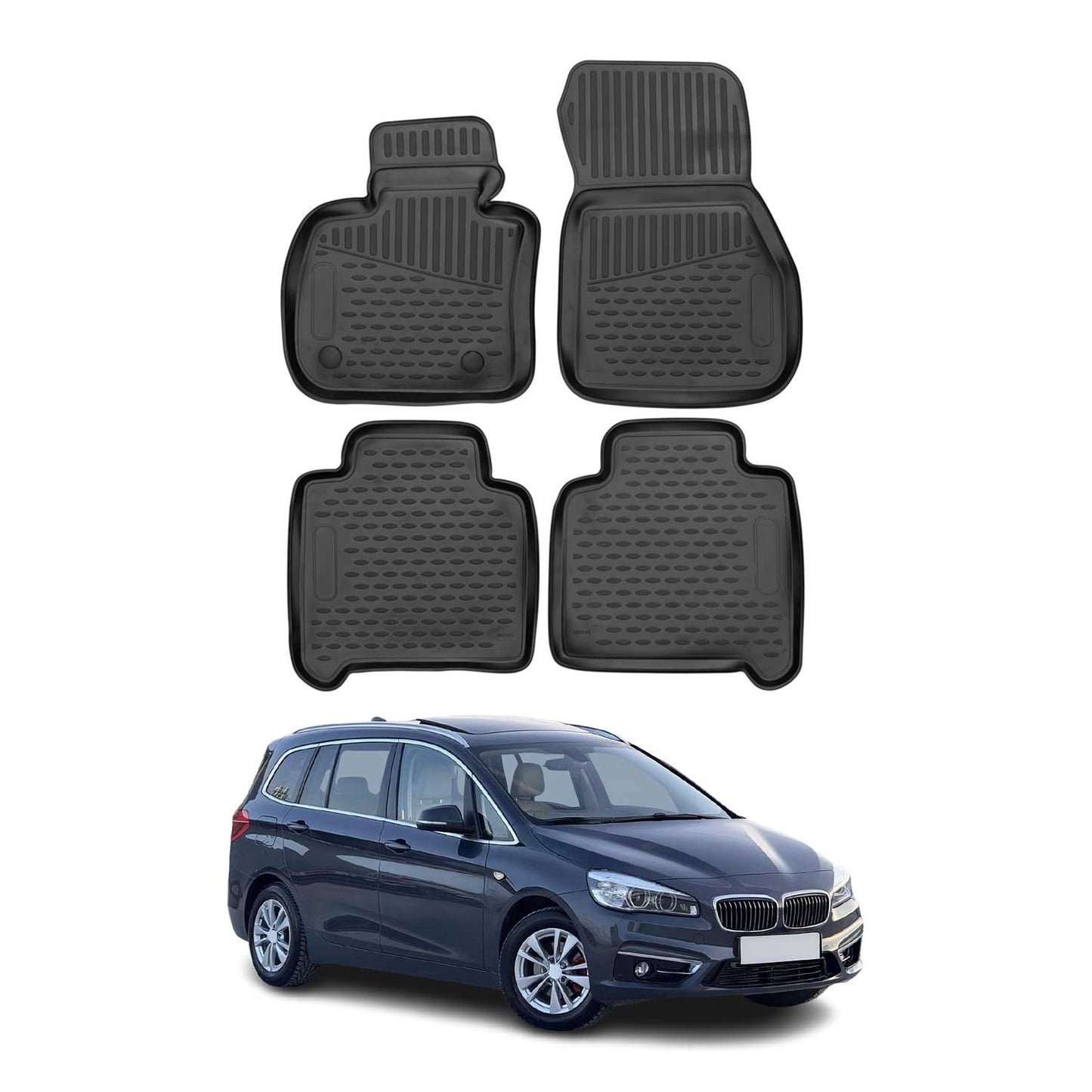 Covorașe auto TPE negre pentru BMW Seria 2 Gran Tourer F46 2015-2024, 4 buc.