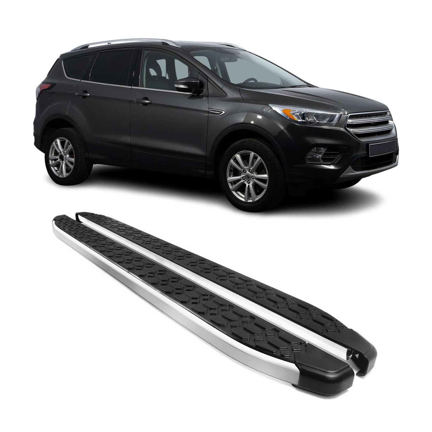 Podnóżki, progi boczne, panele progowe do Forda Kuga ST Line 2013-20, czarne, 2x