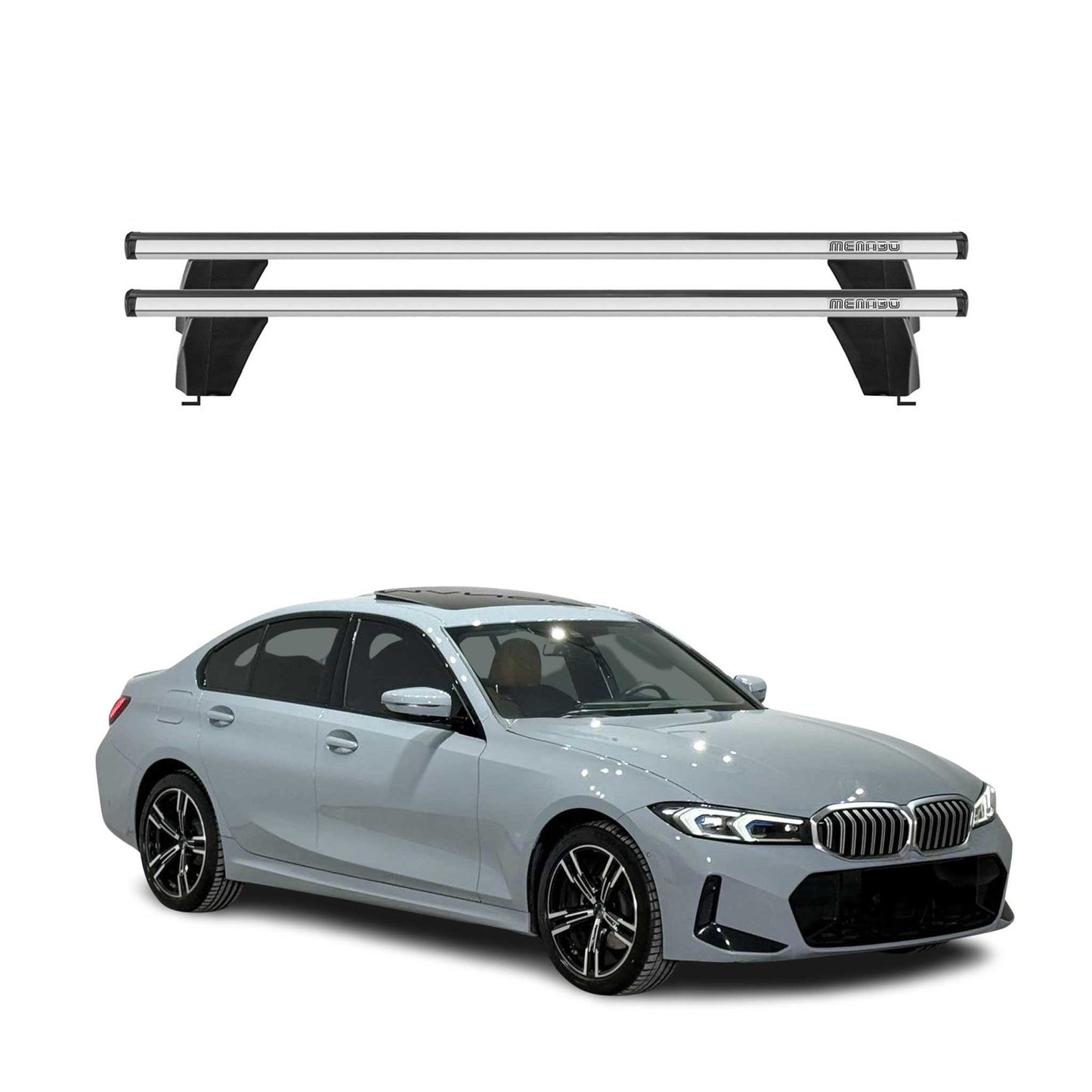 Menabo Dachträger für BMW 3er G20 2019-2025 / G80 Limo 2021-2025 75kg Alu Silber